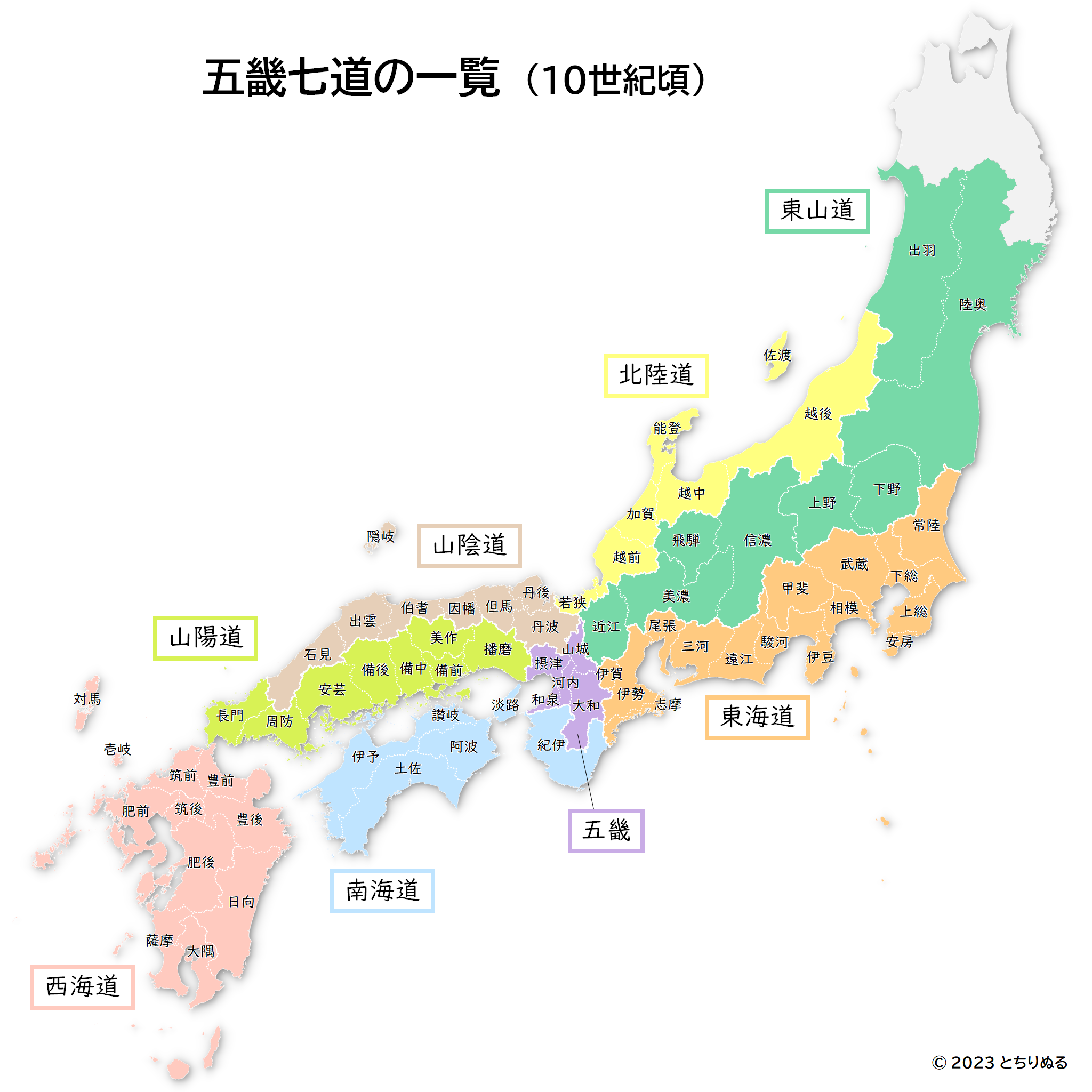 五畿七道の一覧